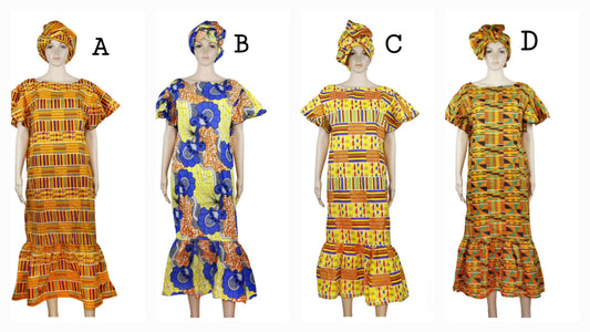 Woman Long  Dress- Traditional Kente Print