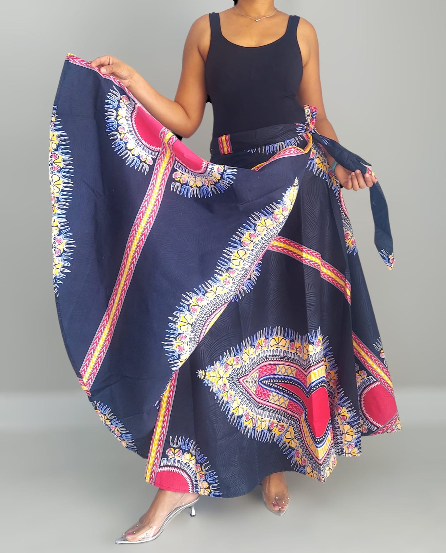 Long Wrap Skirt- Dashiki Print