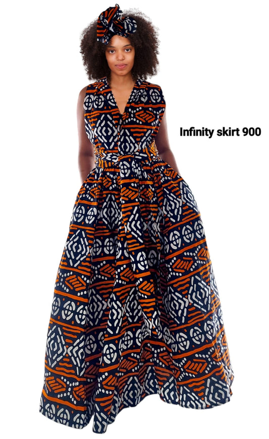900 - Infinity Skirt / Dress Orange Tribal