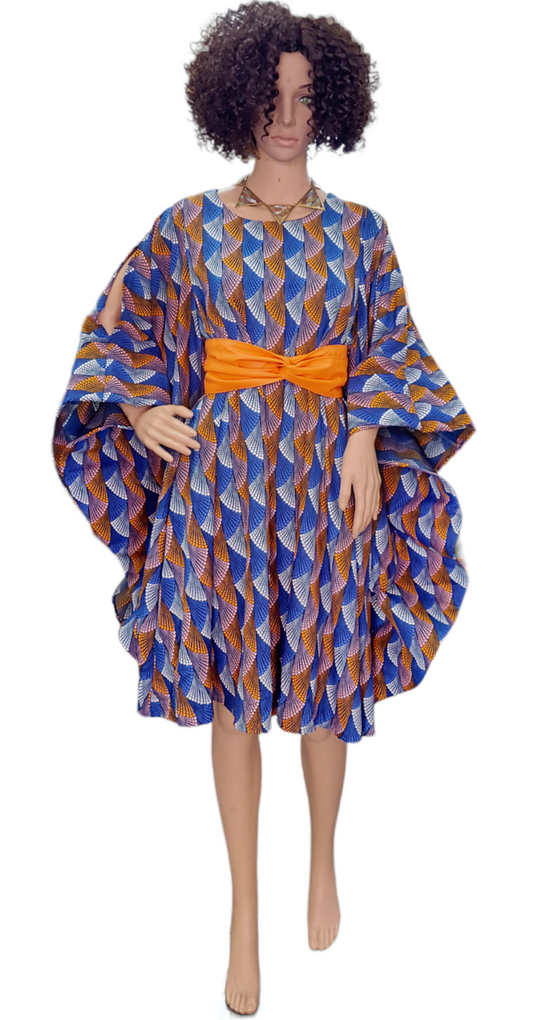 AA17-777 Women Chiffon Dress with Wing Sleeves