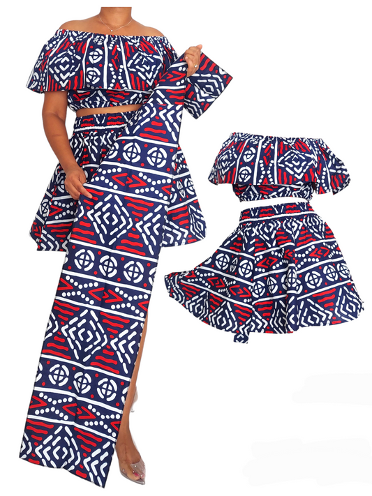 Mini Skirt & Crop Top Set-Tribal