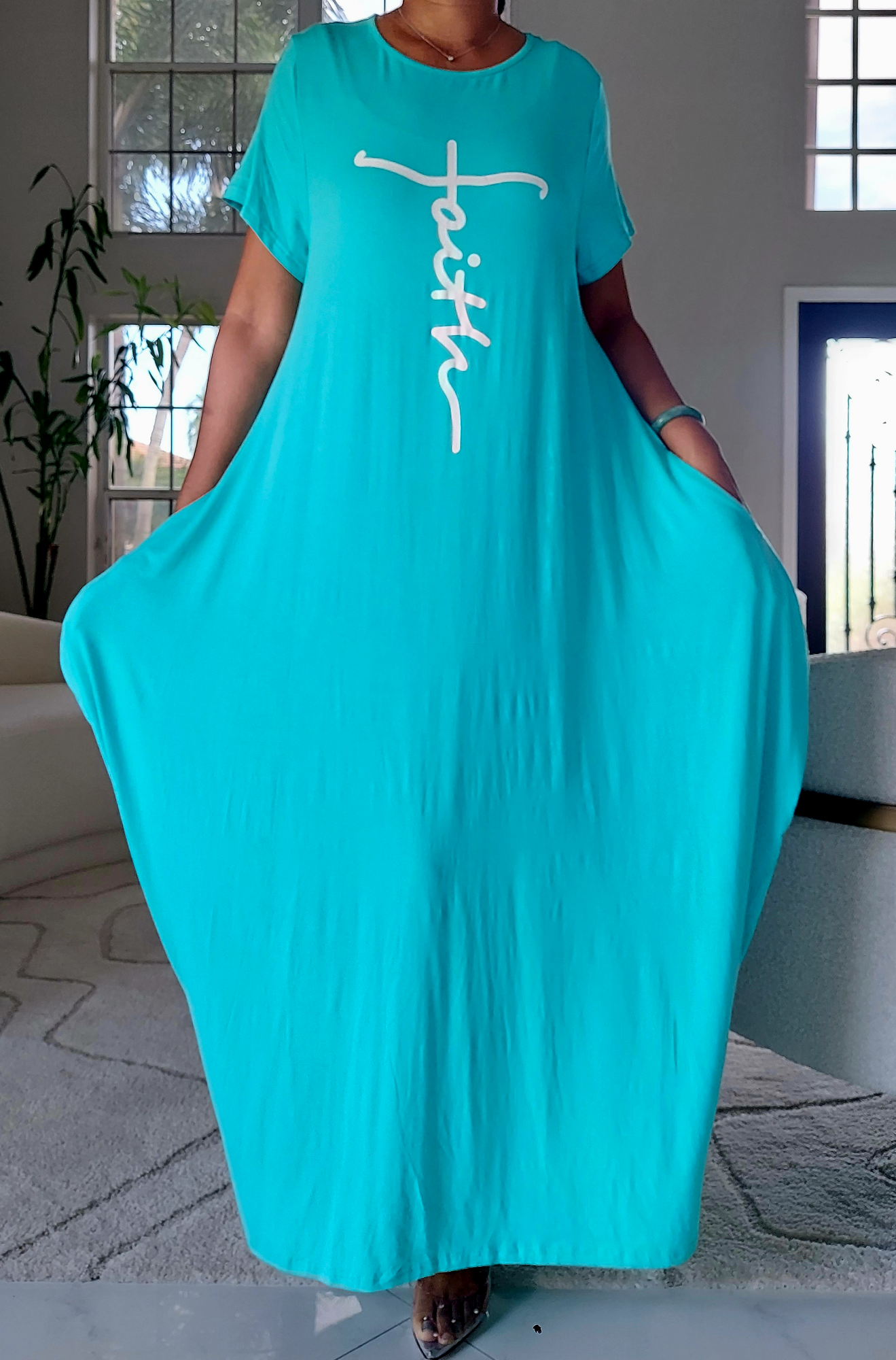 Faith Bubble  Jersey  Dress/Short Sleeve /Light Blue 2022SS