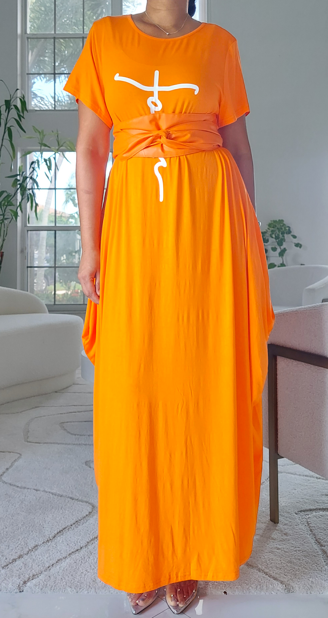 Faith Bubble  Jersey  Dress/Short Sleeve / Orange 2022SS