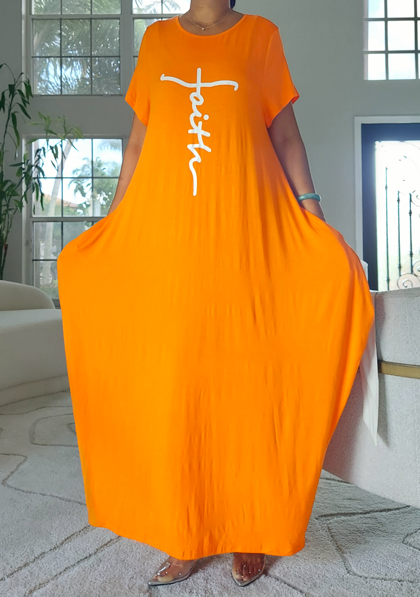 Faith Bubble  Jersey  Dress/Short Sleeve / Orange 2022SS