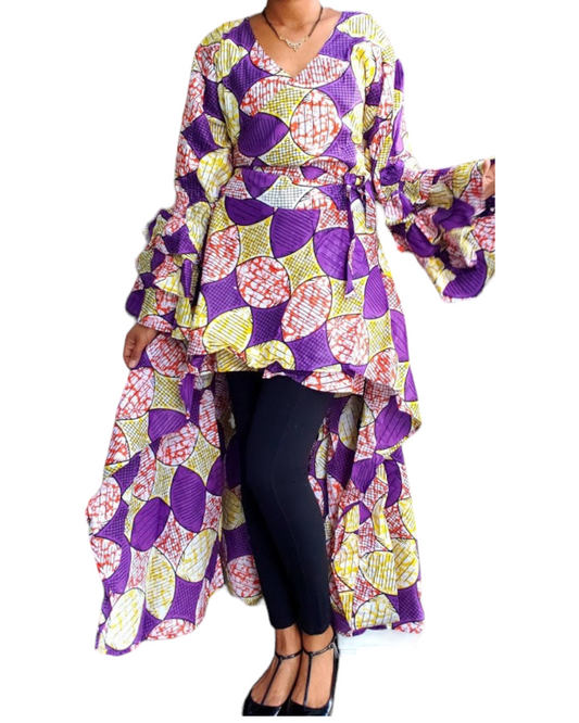 #3066 Women High/Low Wrap Dress- Purple