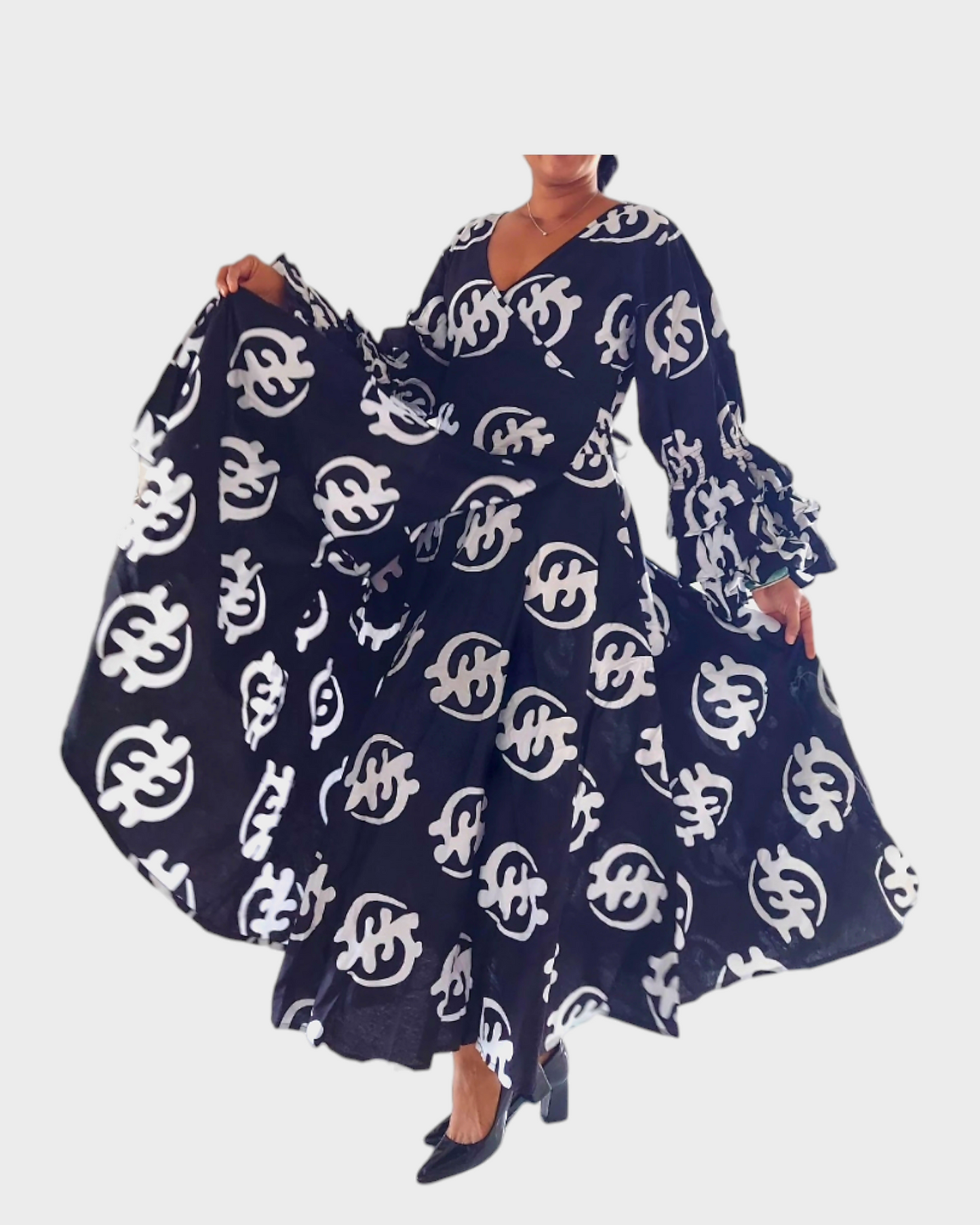 70-Woman's Long Wrap Dress- Gynamee Print