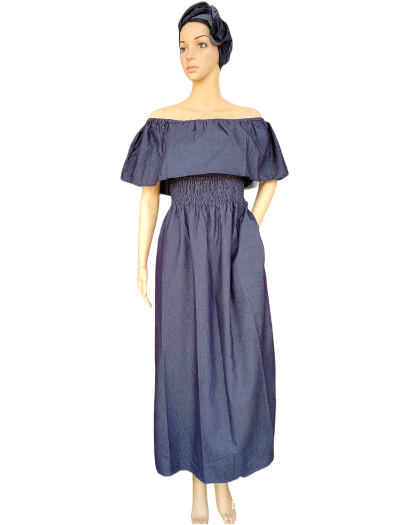 #807- Women Denim Long Tube Dress