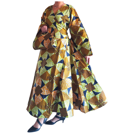 1014 Combo - Long Wrap Dress + Pocketbook Set