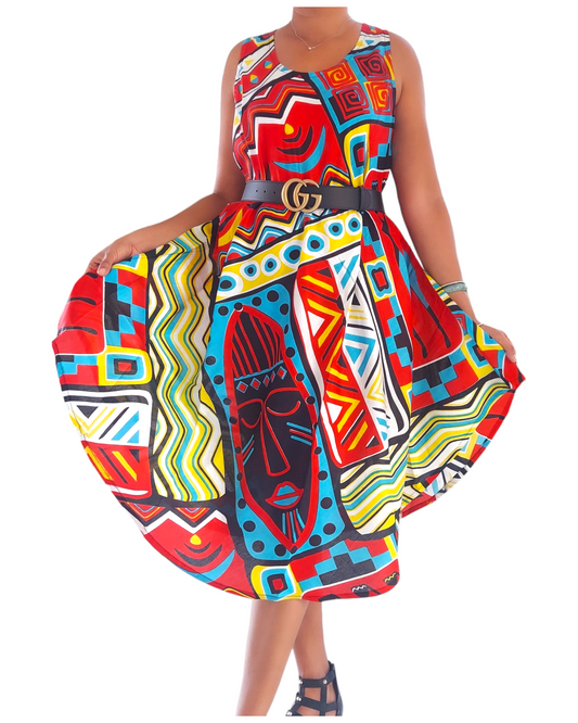 Umbrella Dress/ Beach Dress/ Tribal Print