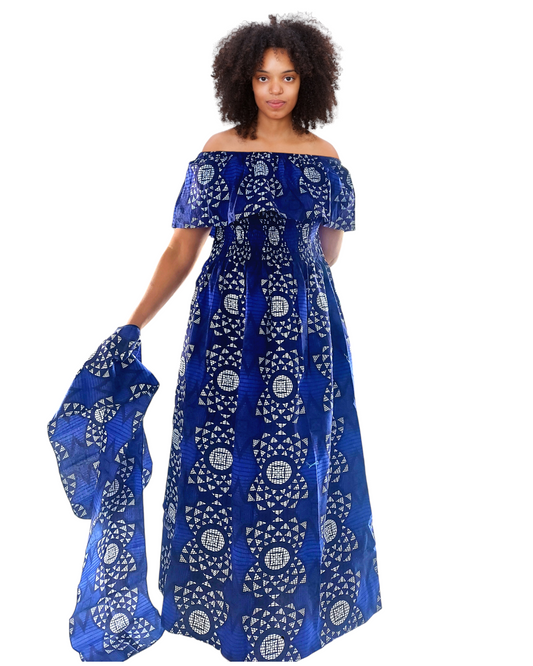 3014L Long Tube Maxi Dress- Blue