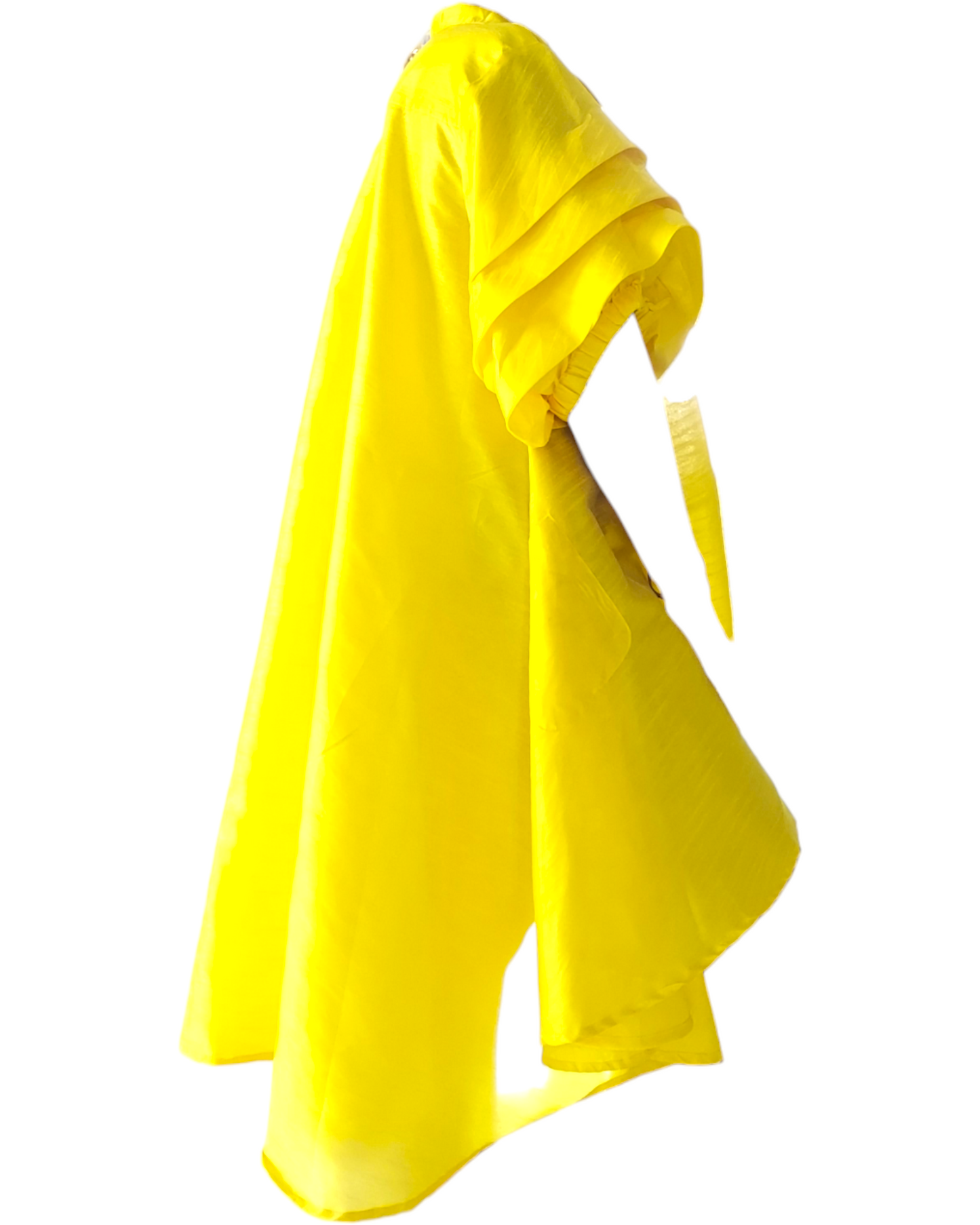 Swing Dress/ Faux Silk/ Ruffle Sleeve - Yellow
