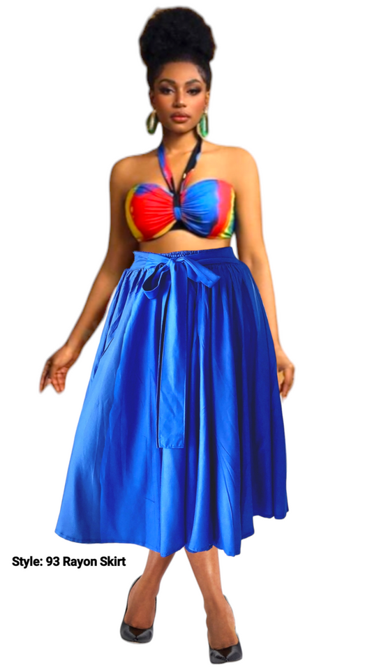 93- Mid Length Rayon Skirt - Royal Blue