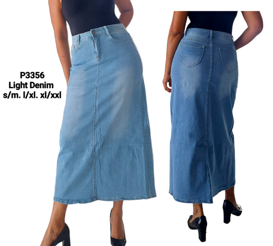 Denim Long Skirt - P3356 Ligth Blue