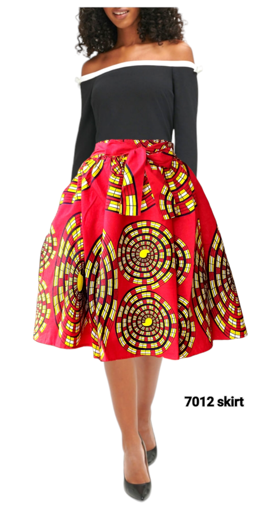 7012 Woman Mid Length Skirt - Red
