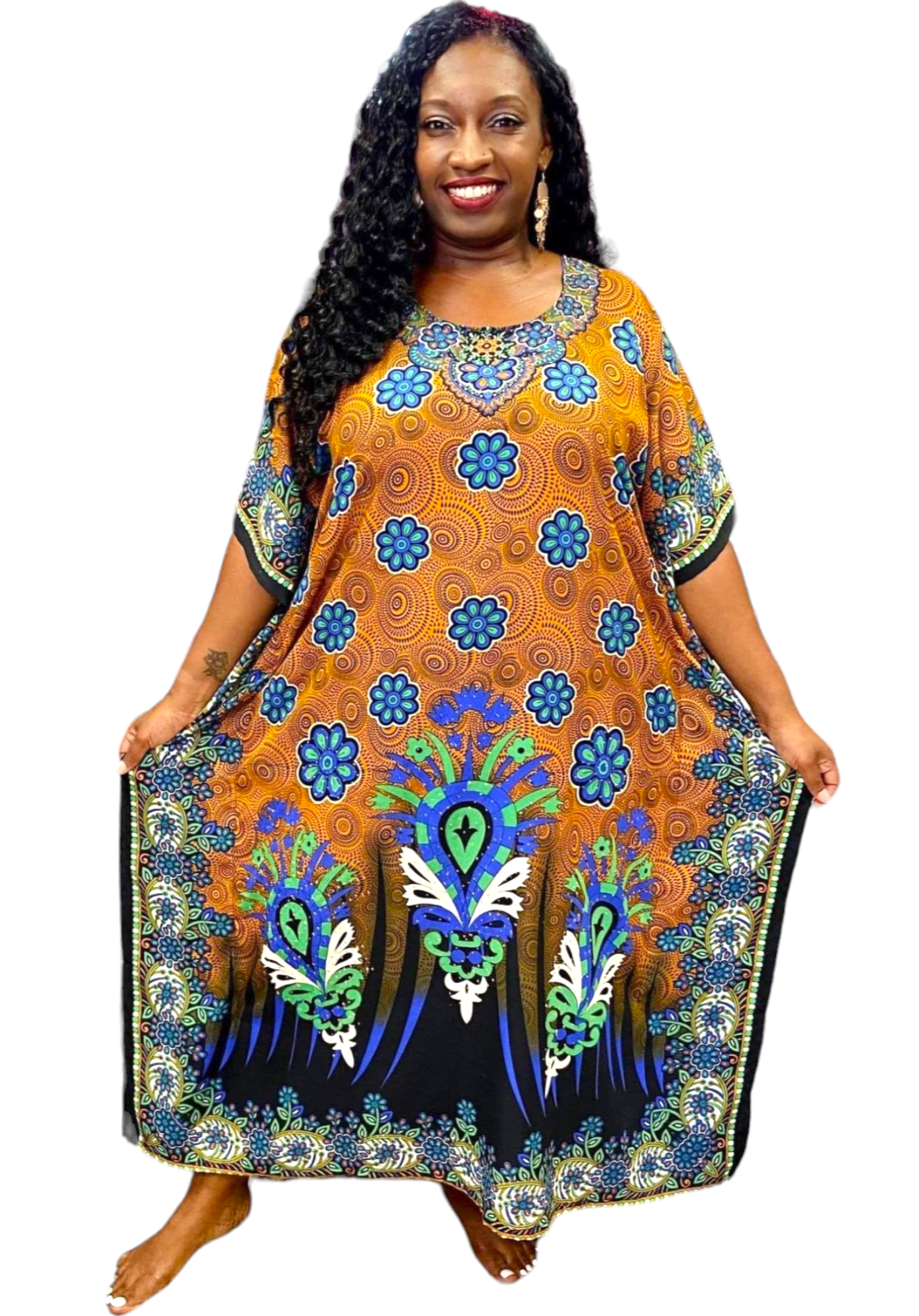 Women Floral / Sequin Embellished Kaftan Dress