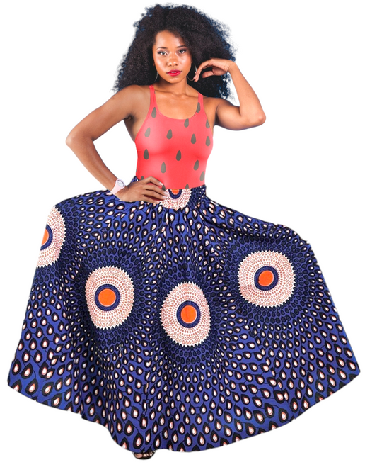 #7001 Women Long Maxi Skirt- Royal Blue