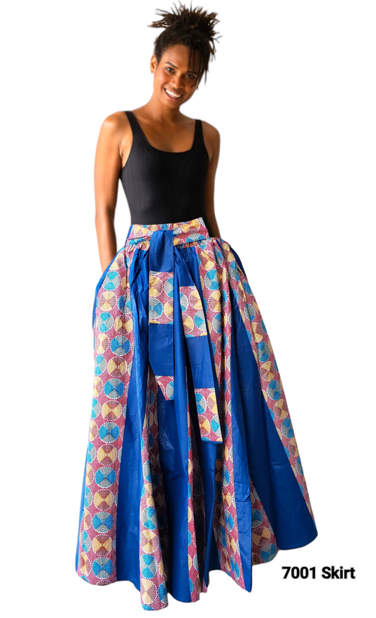 7001 Long Maxi Skirt - Blue