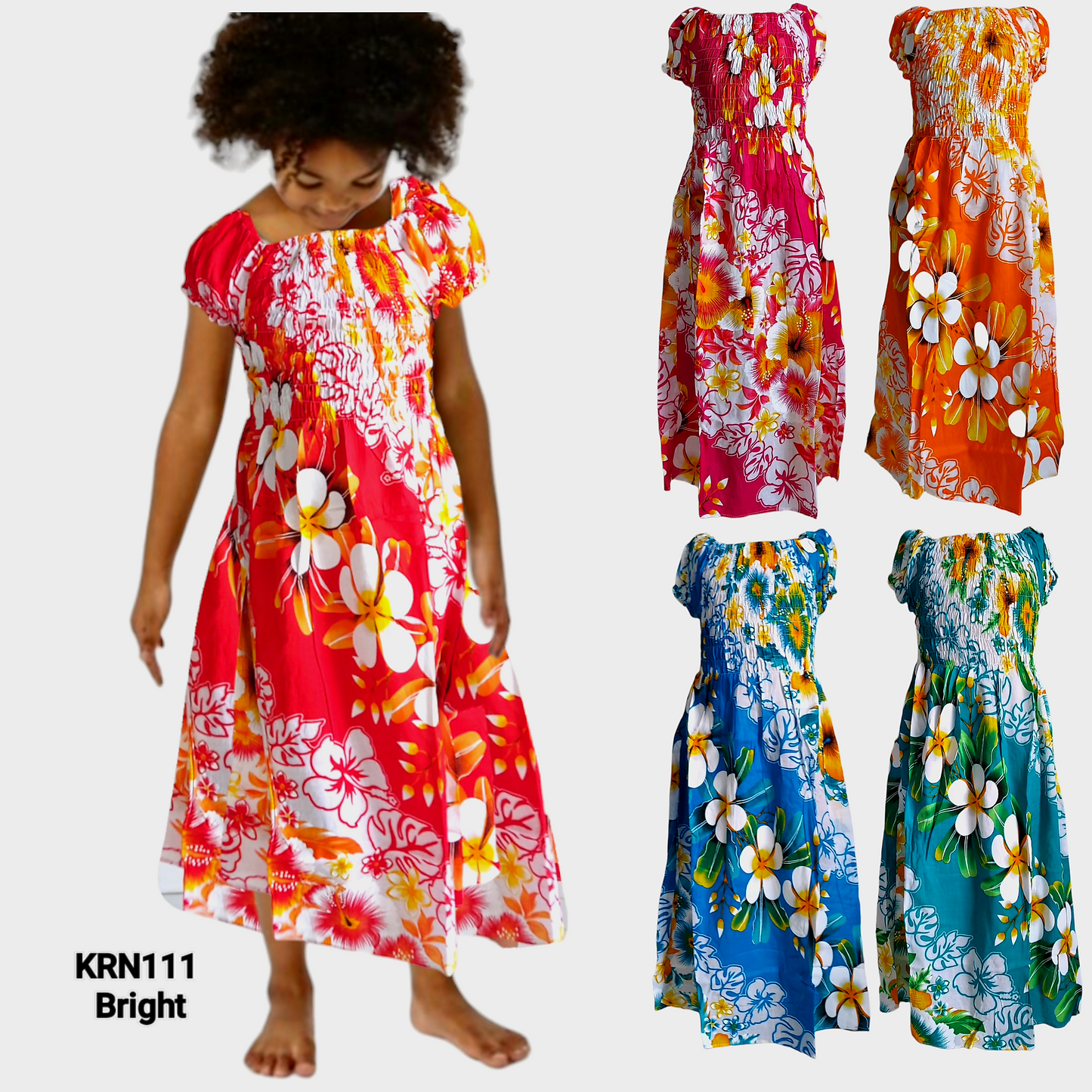 KRN111 -  Kids/ Girls Hawaiian Dress /Bright