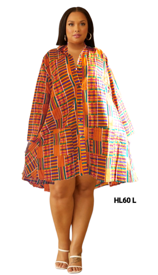 HL60- Short  Dress / Blouse - Kente