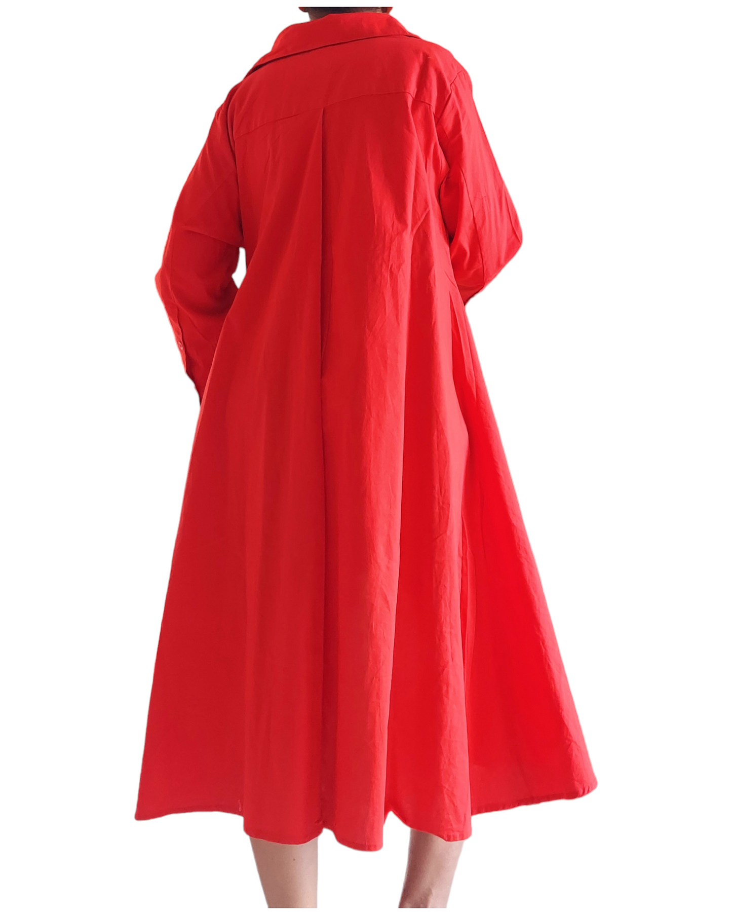 7042 Cotton Swing Dress- Red