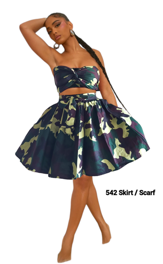 524 Short skirt / Scarf - Camouflage Green