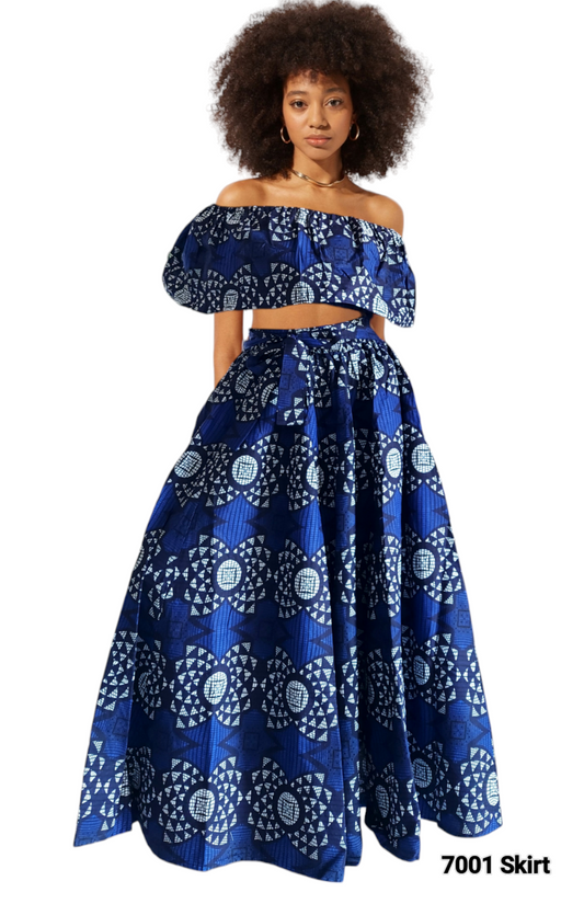 7001- Women Long Maxi Skirt- Blue