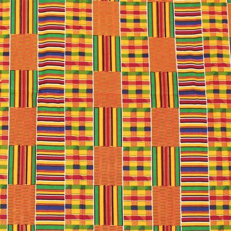Raw Fabric/ African Kente Print/ 6 Yrd - Yellow