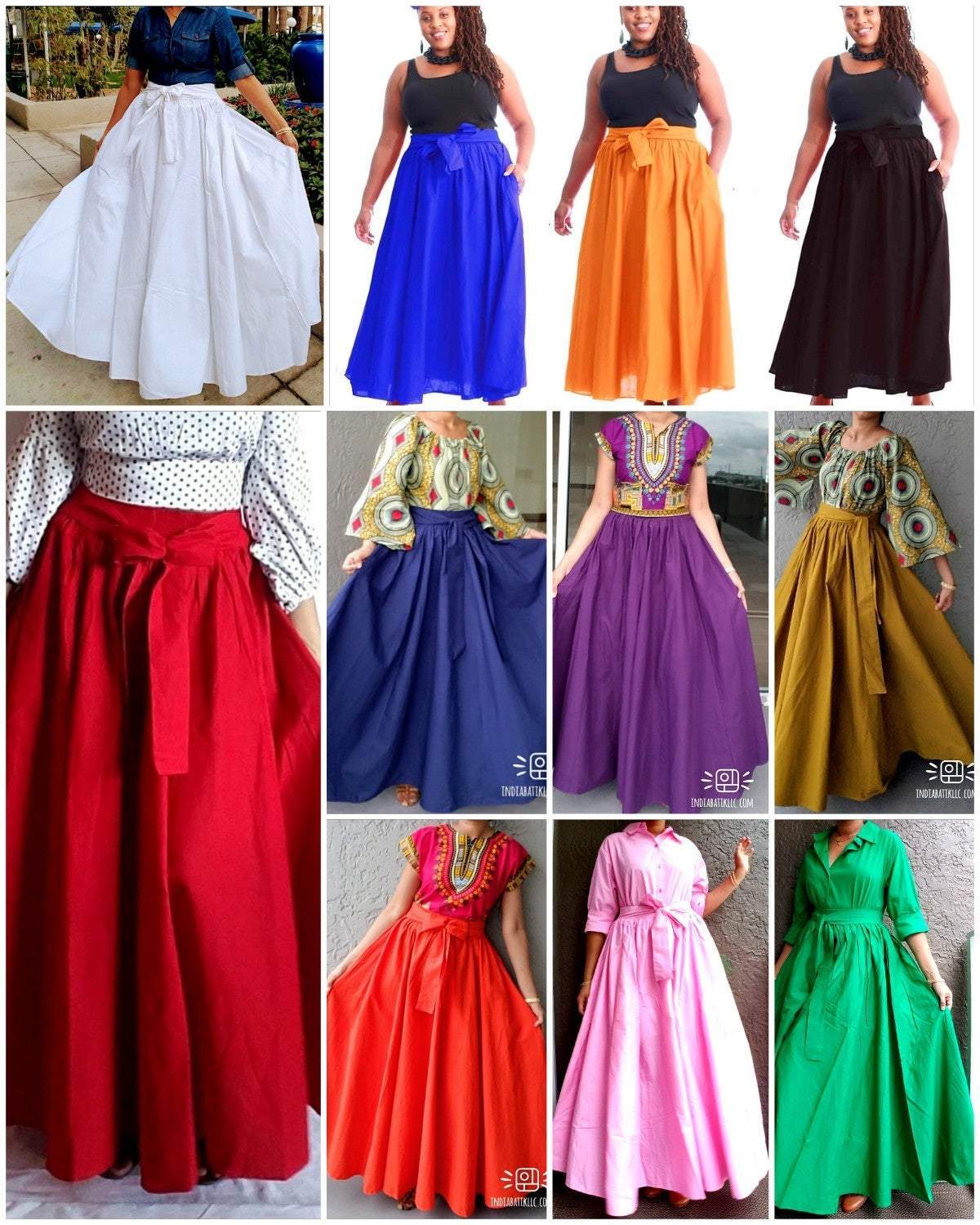 7001- Women Solid Long Maxi Skirt