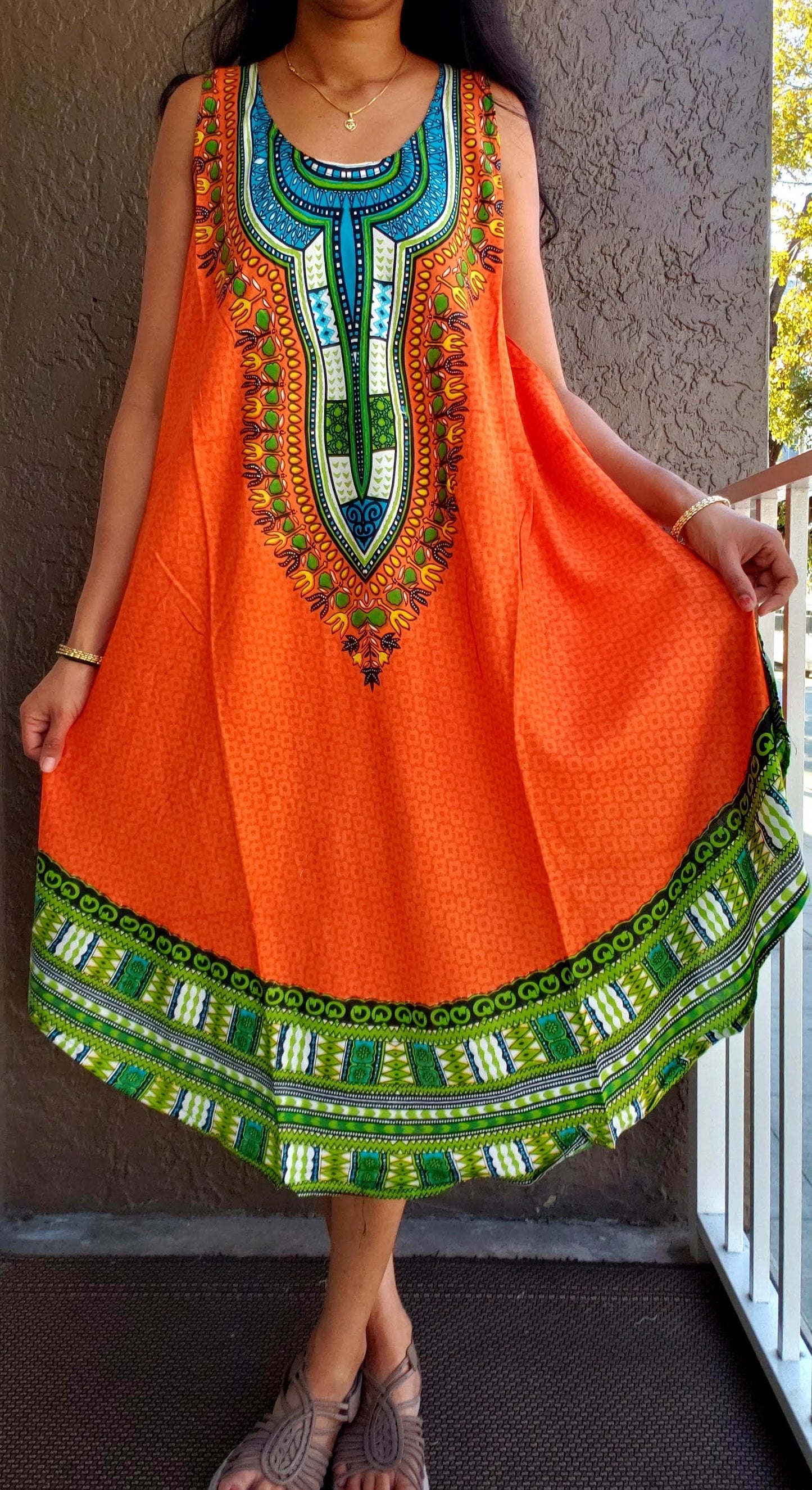 Umbrella Dress/Dashiki Print