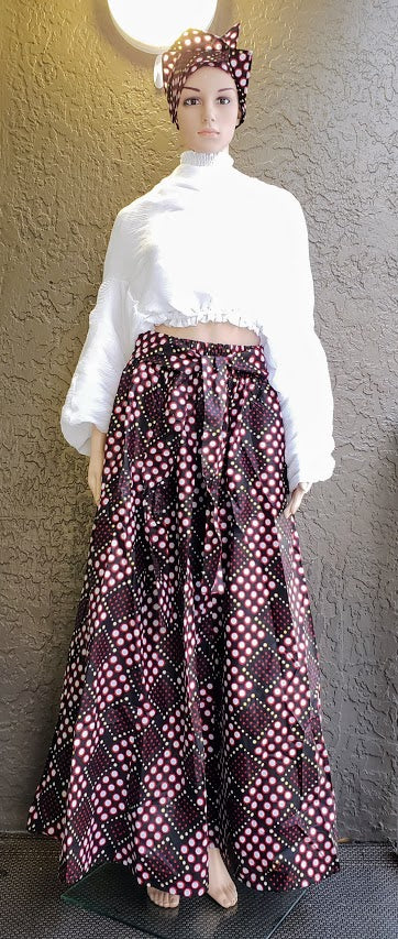 Women Long maxi Skirt-Black/Red/Yellow- 485