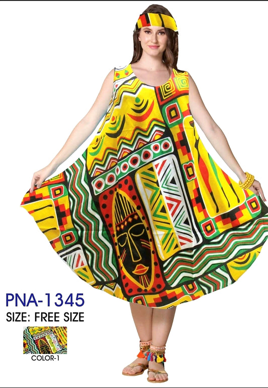 Umbrella Dress/ Beach Dress/ Yellow Tribal