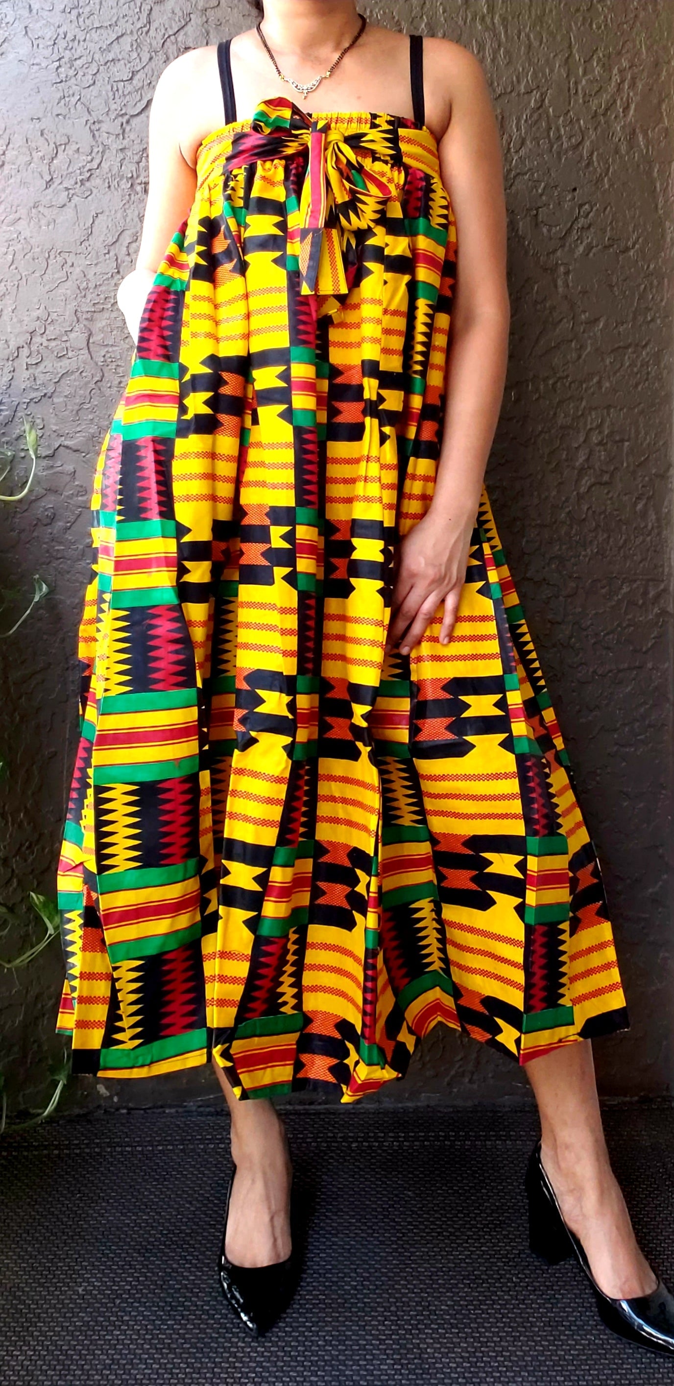 Woman African Print Maxi Skirt- Yellow Kente