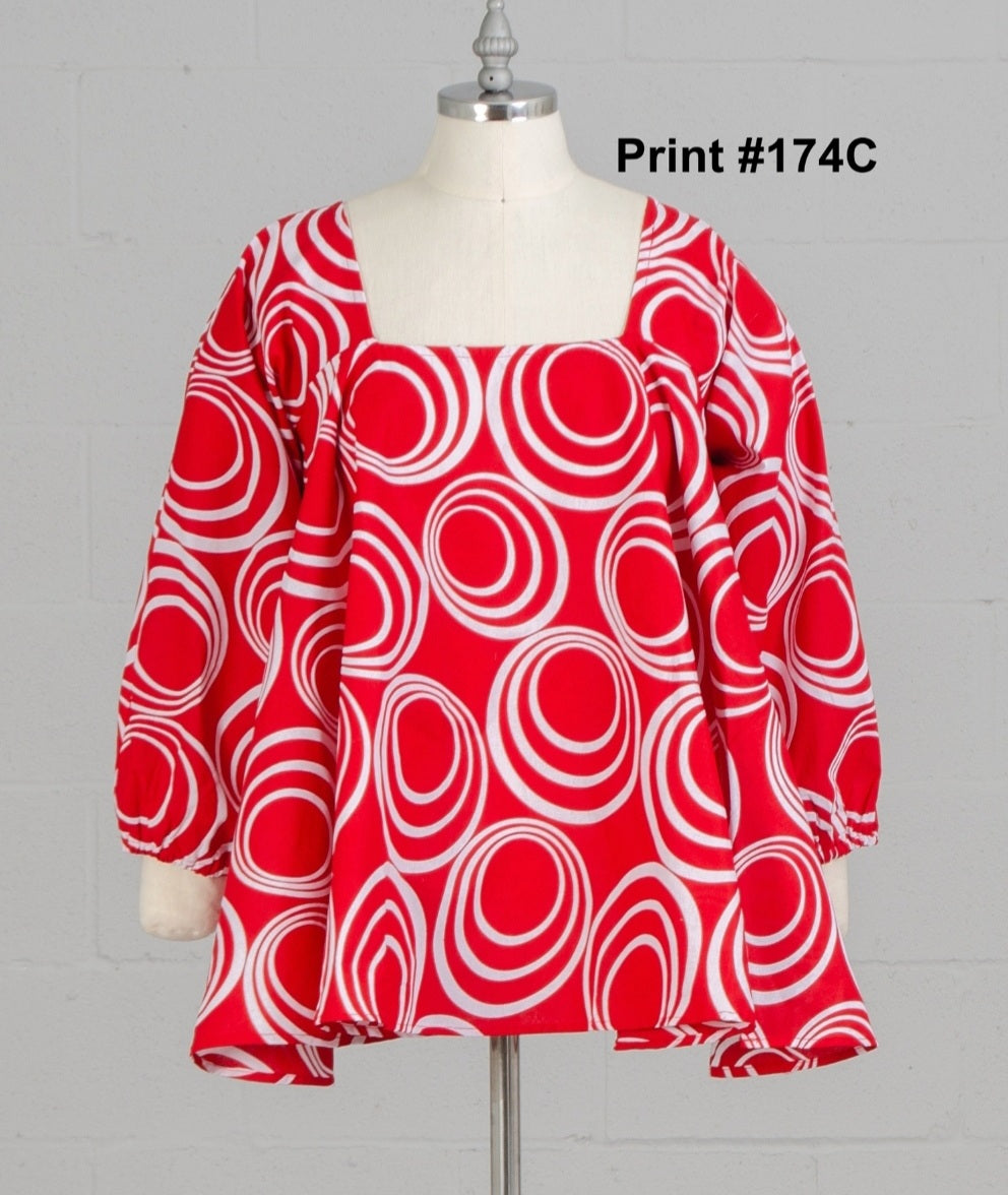 Women Printed Mid Length Skirt & Blouse Set- Red/White