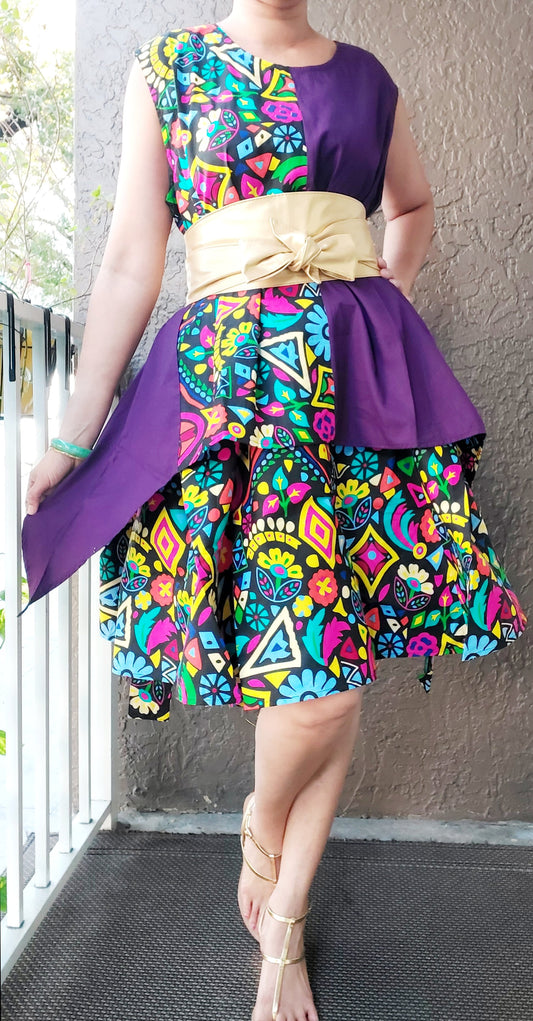Women Short  Skirt & Blouse Set-Purple