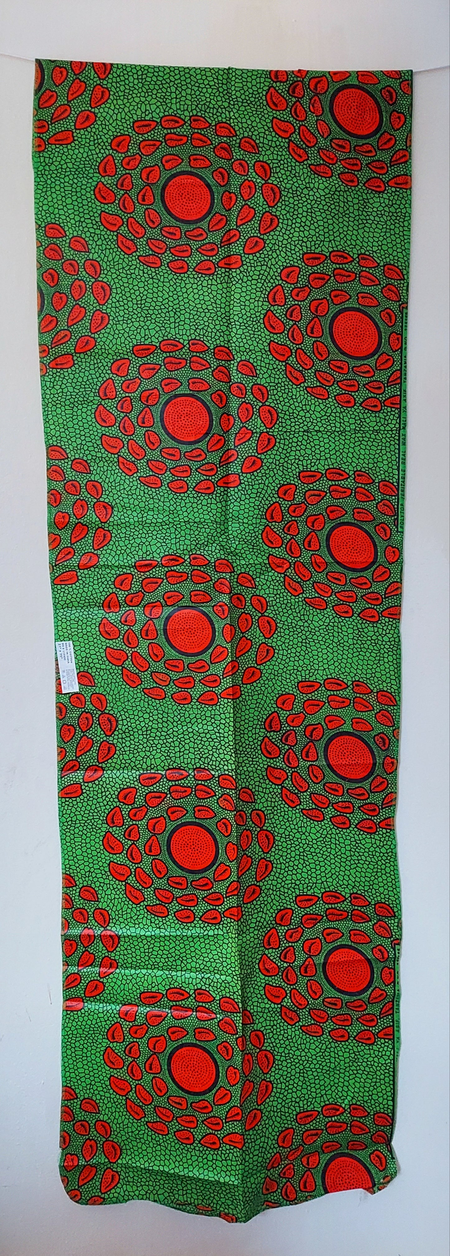 African Print Shawl/Headscarf - Green/Orange