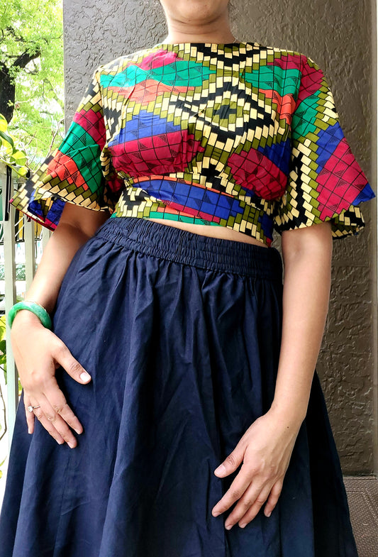 Crop Top/Skirt / African Print- Multi Color