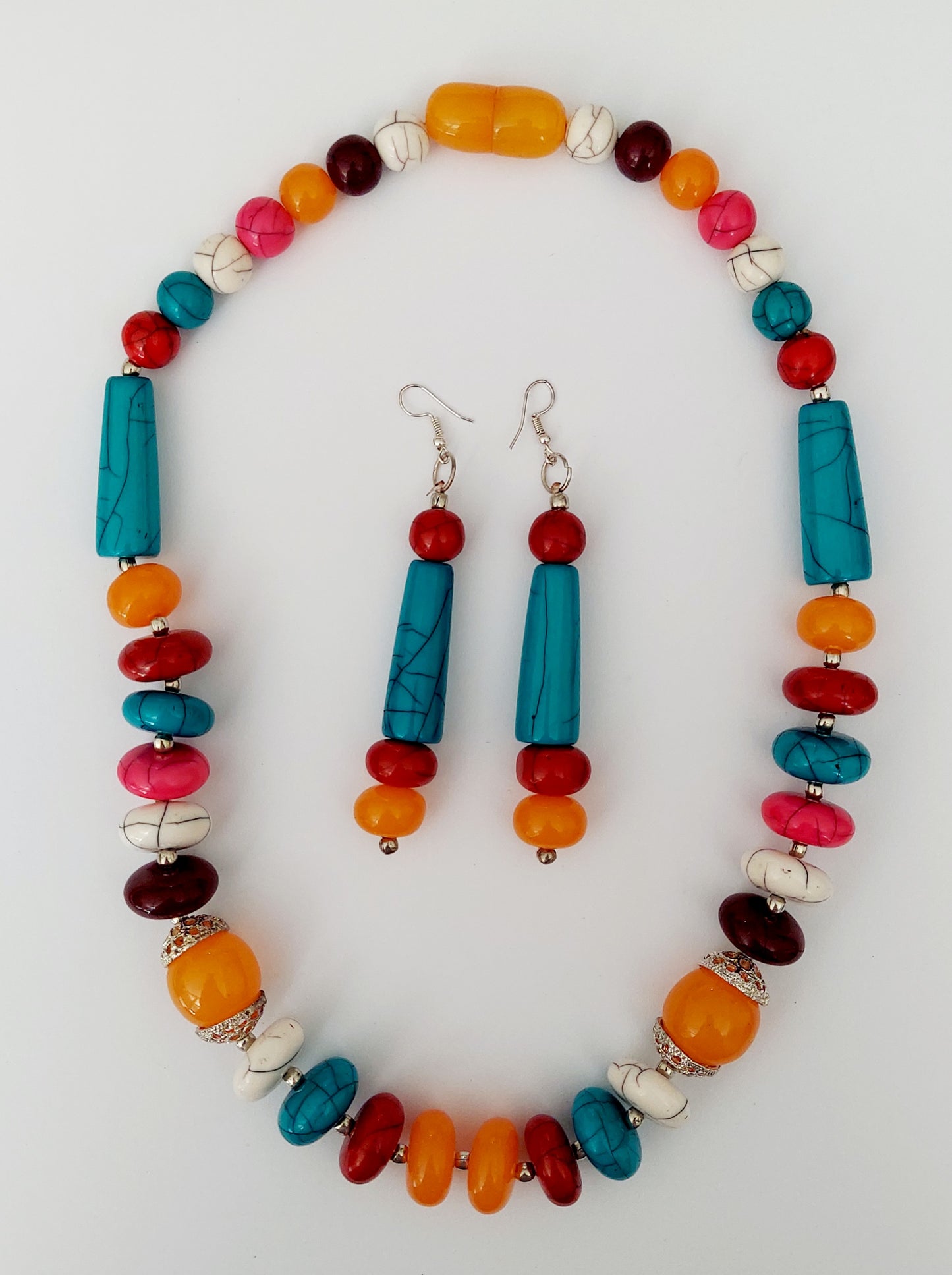 Beaded  Necklace & Earrings Set- Multi Color