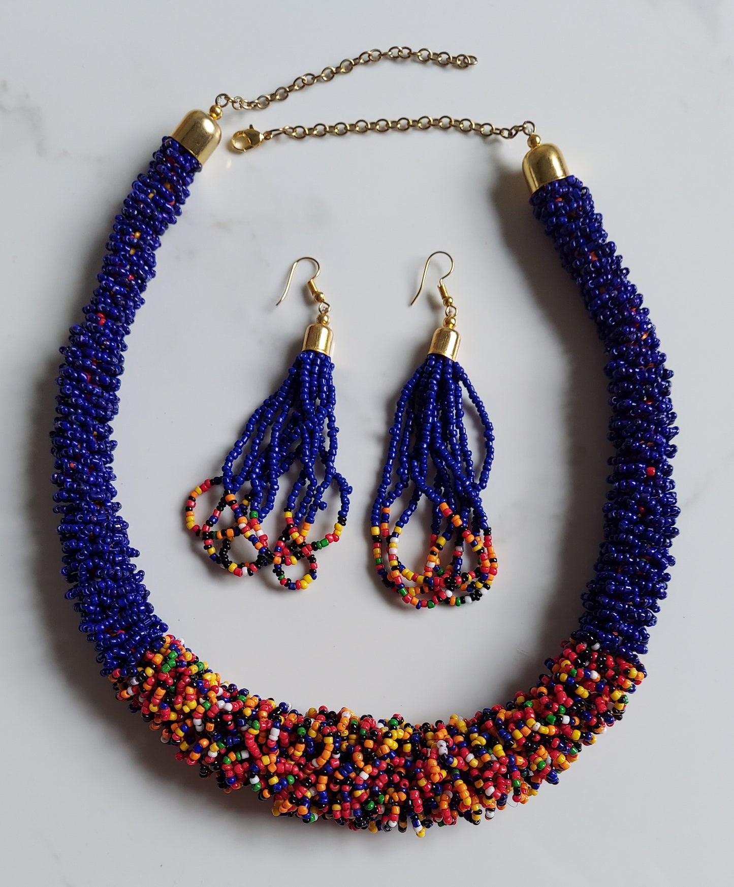 Choker Beaded  Necklace & Earrings Set