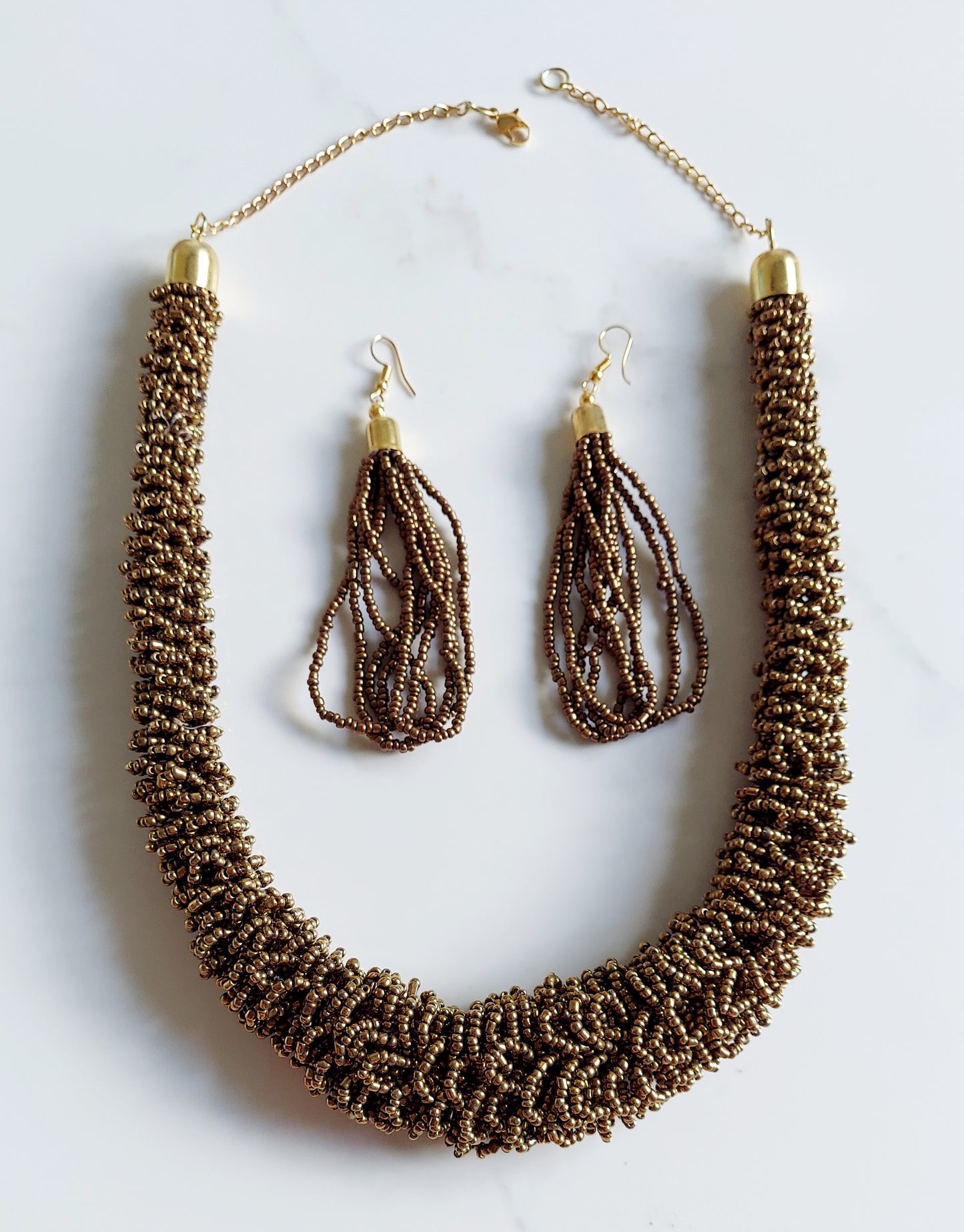 Choker Beaded  Necklace & Earrings Set
