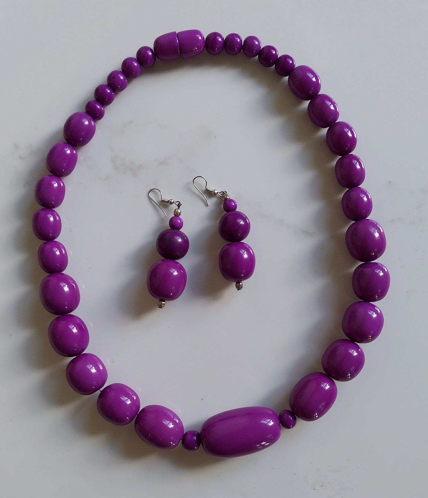 Wooden bead  Necklace & Earrings Set