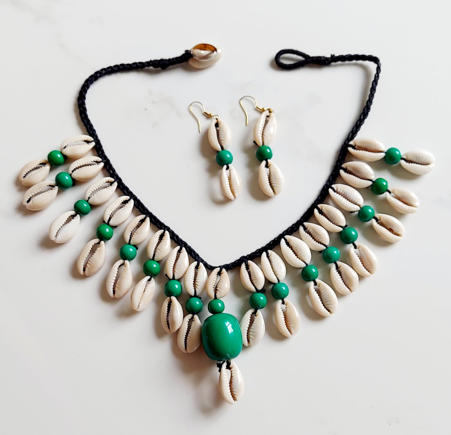 Cowrie Shell Necklace/ Earring Set
