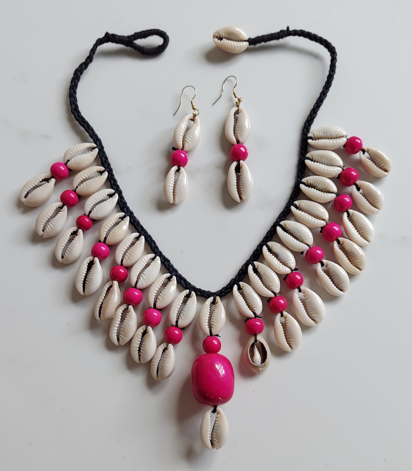 Cowrie Shell Necklace/ Earring Set