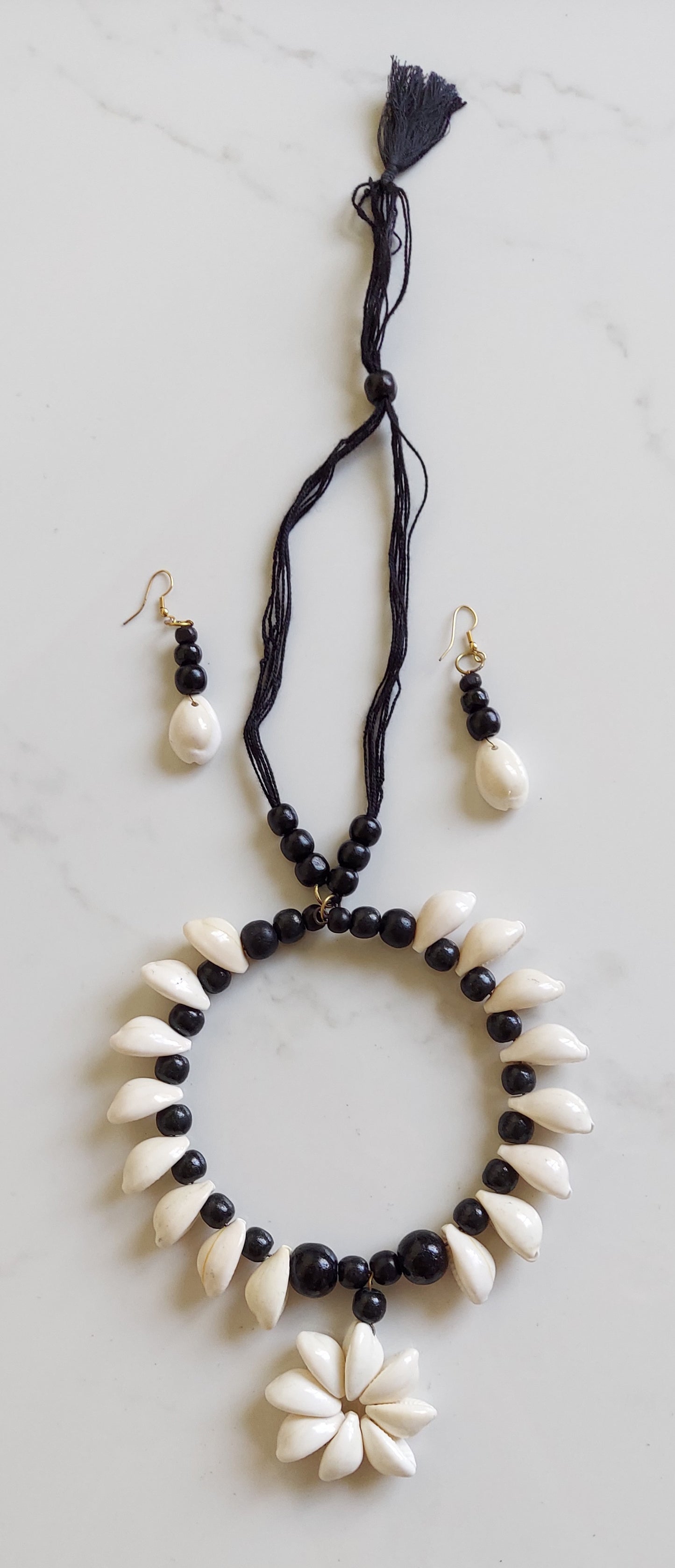 Coil choker Cowrie Shell  Necklace & Earring Set