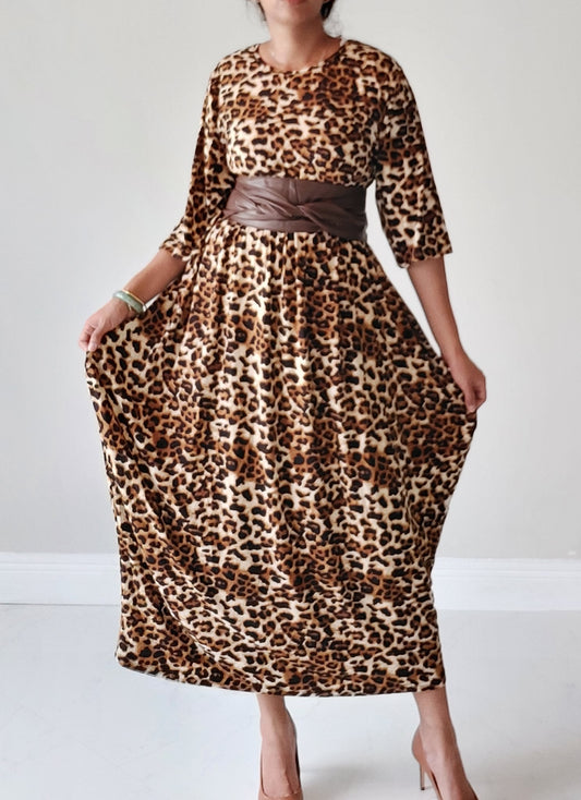 Bubble Dress/ Mid length Sleeves/Leopard Print- 161-3