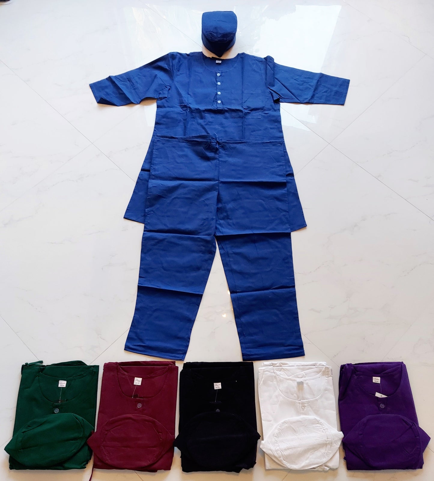 Men's Long Cotton Pant Sets /Solid Color - 440