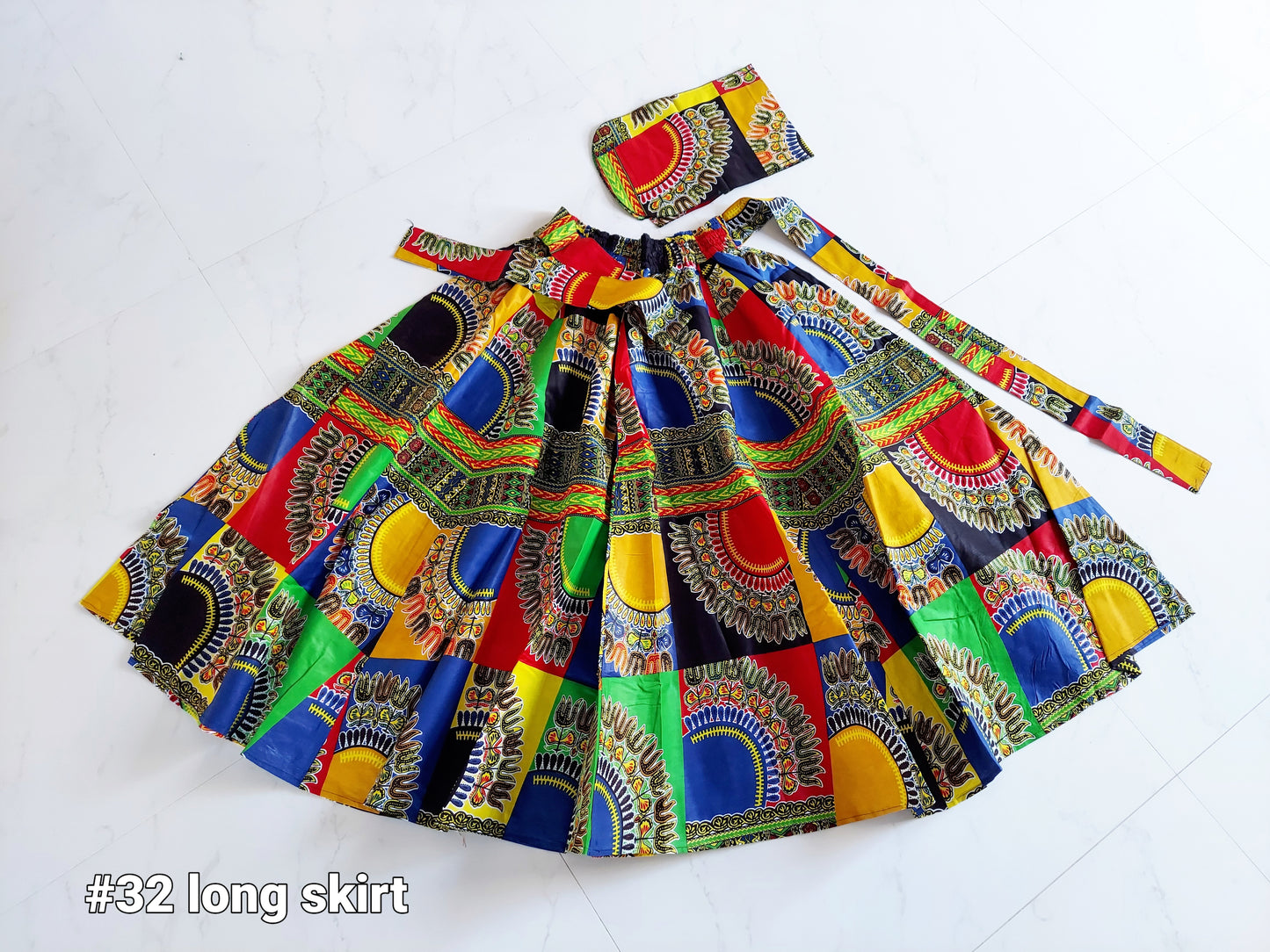 32- Dashiki Patch Skirt - Multi Color