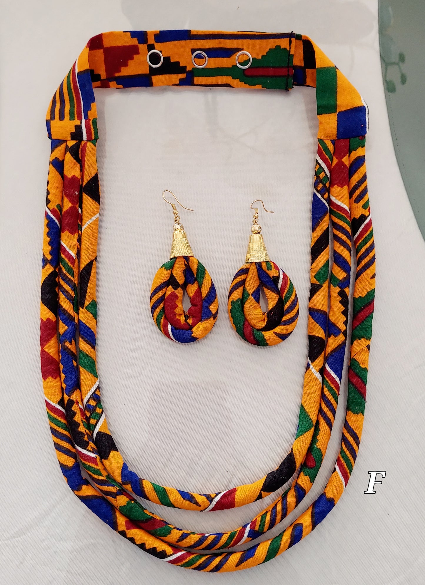 3 Layered Fabric Necklace & Earrings Set