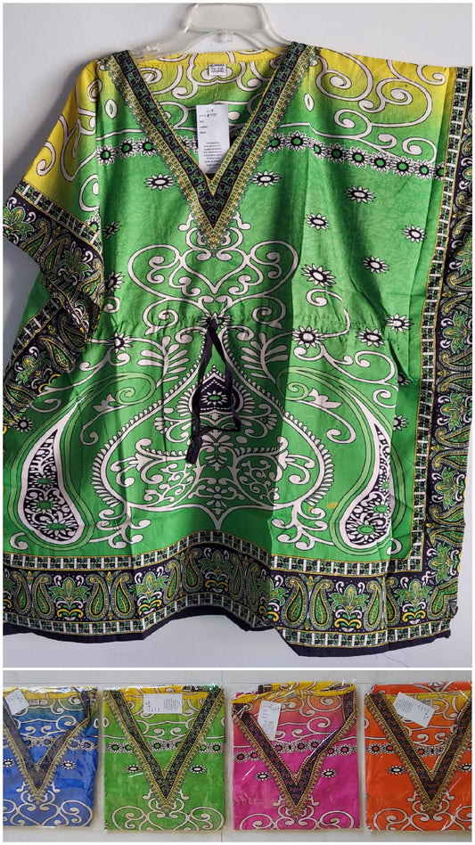 1127B- Kaftan Top/ Short Dress- Printed