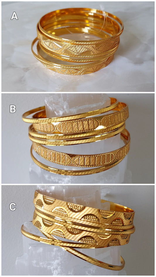 6 Pcs Stacable Bangles Set-Gold Plated