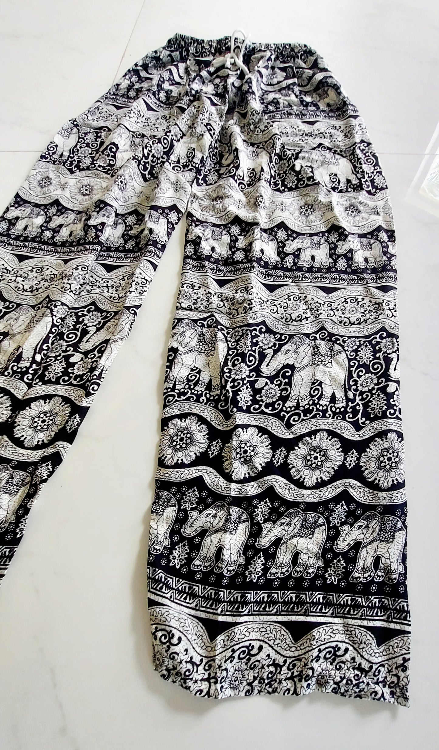 Long Wide Leg Yoga Pant/ Elephant Print